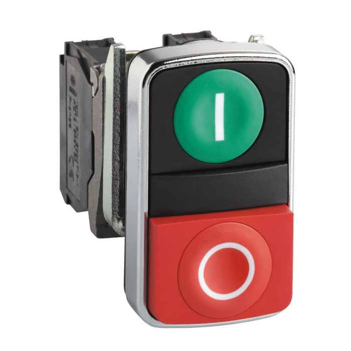 Bouton poussoir double touche + voyant blanc - 1F+1O - 230V Harmony XB4 - SCHNEIDER -