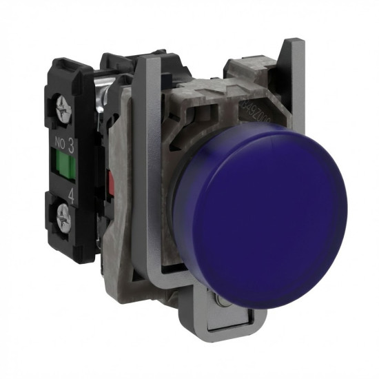 Voyant lumineux DEL - Ø22 - bleu - 230V - vis étrier Harmony XB4 - SCHNEIDER - XB4BVM6,Bouton