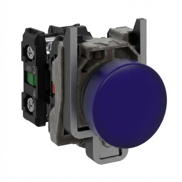 Voyant lumineux DEL - Ø22 - bleu - 230V - vis étrier Harmony XB4 - SCHNEIDER - XB4BVM6,Bouton