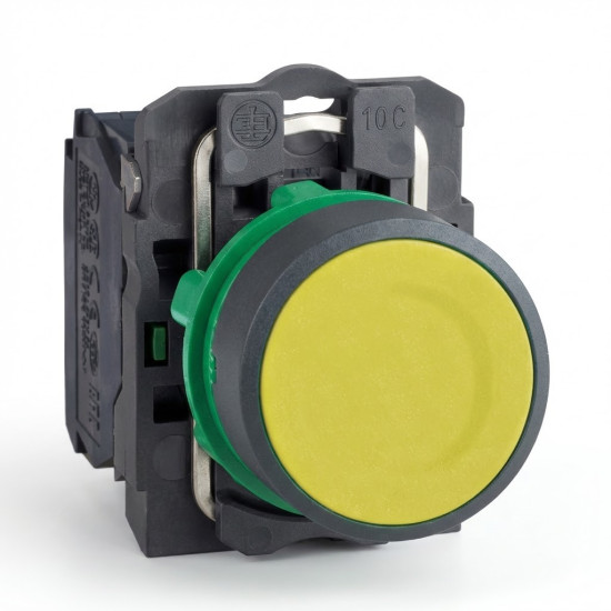 Bouton poussoir à impulsion - Ø22 - jaune - 1F - vis étrier Harmony XB5 - SCHNEIDER -