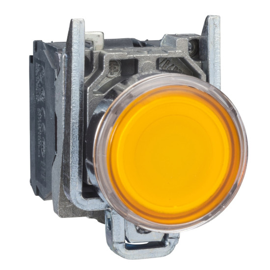 Bouton poussoir lumineux LED - 1F+1O - orange - Ø22 - 24VACDC Harmony XB4 - SCHNEIDER -