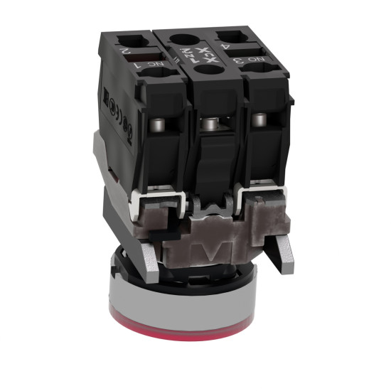 Bouton poussoir lumineux LED - 1F+1O - rouge - Ø22 - 24VACDC Harmony XB4 - SCHNEIDER -