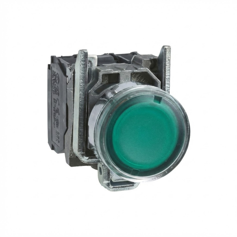 Bouton poussoir lumineux LED - 1F+1O - vert - Ø22 - 230VAC Harmony XB4 - SCHNEIDER -