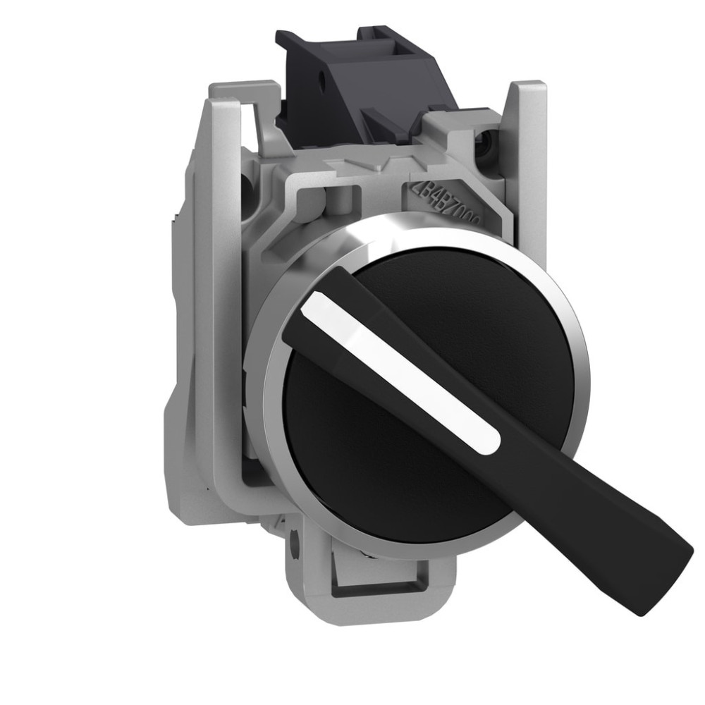 Bouton poussoir tournant à crosse - Ø22 - 3 position - noir - 2F - vis étrier Harmony XB4 -