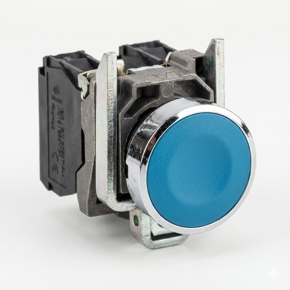 Bouton poussoir à impulsion - Ø22 - bleu - 1F - vis étrier Harmony XB4 - SCHNEIDER - XB4BA61,Bouton