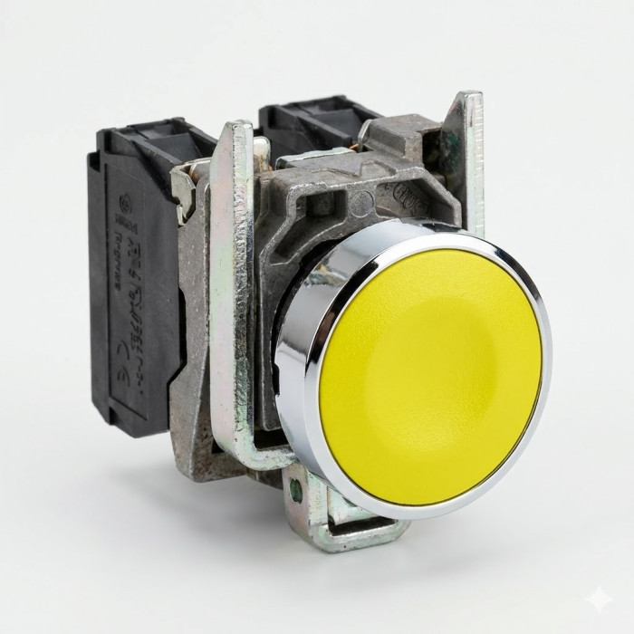Bouton poussoir à impulsion - Ø22 - jaune - 1F - vis étrier Harmony XB4 - SCHNEIDER -