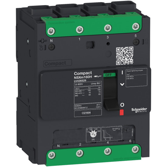 Disjoncteur - 25KA - TM125D - 4P4d - 125A - Everlink Compact NSXm - SCHNEIDER -