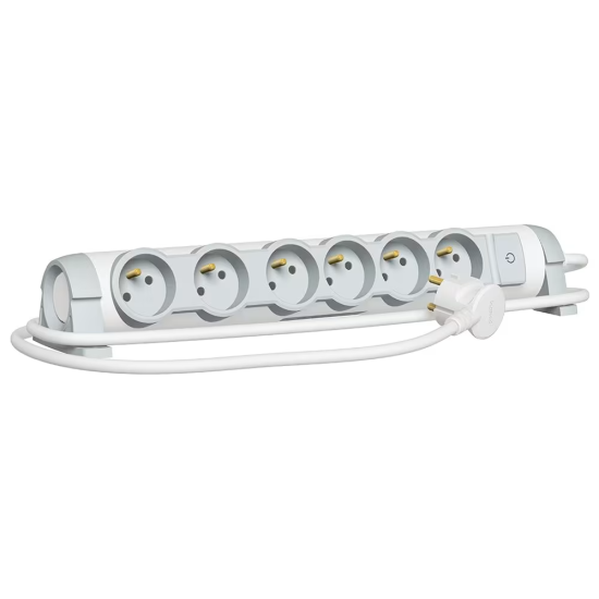 Rallonge multiprise confort - bloc de prises rotatif - 6x2P+T - cordon 3 m - Legrand -