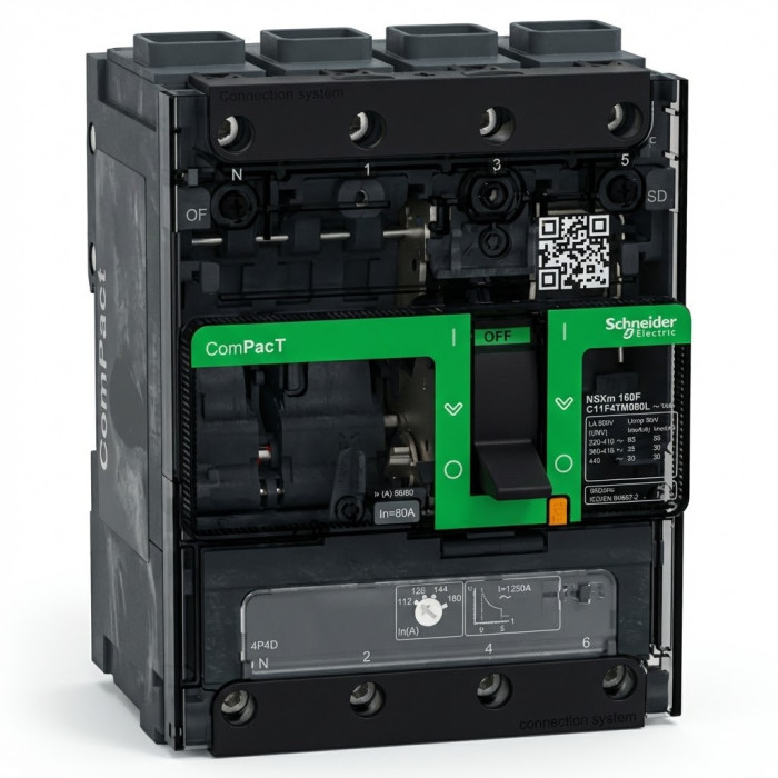 Disjoncteur - TM-D 100A - 4P4D - 36kA - borne EverLink - ComPacT NSXm F - SCHNEIDER -