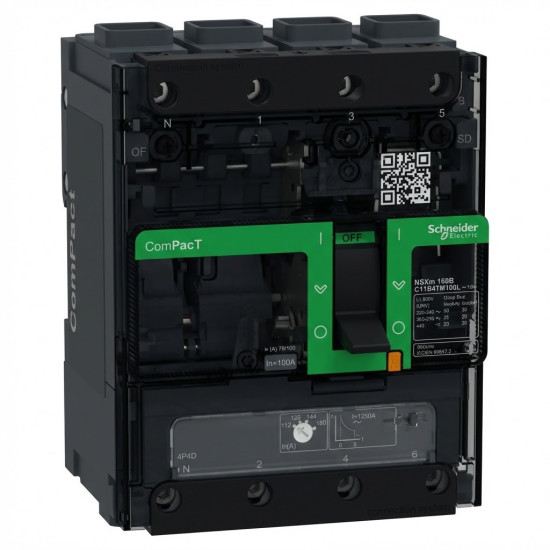 Disjoncteur - TM-D 100A - 4P4D - 25kA - borne EverLink - ComPacT NSXm B - SCHNEIDER -