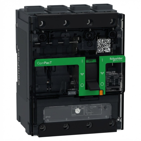 Disjoncteur - TM-D 63A - 4P4D - 25kA - borne EverLink - ComPacT NSXm B - SCHNEIDER -