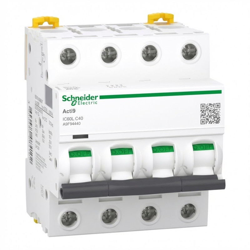 Disjoncteur Acti9 iC60L 4P 40A courbe C - SCHNEIDER - A9F94440,Disjoncteur Miniature Actif 9
