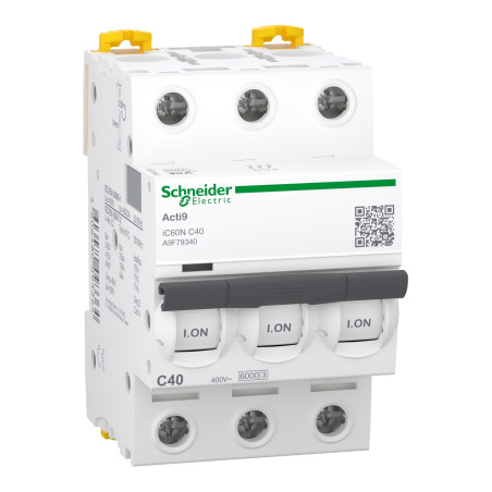 Disjoncteur modulaire – iC60N – 3P – 40 A – courbe C Acti9 - SCHNEIDER - A9F79340,Disjoncteur