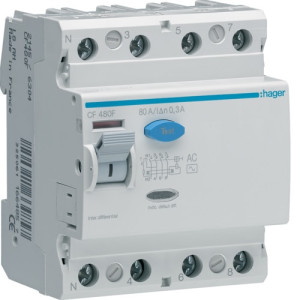 Interrupteur Differentiel 4poles 80a 300ma - Hager - CF480F