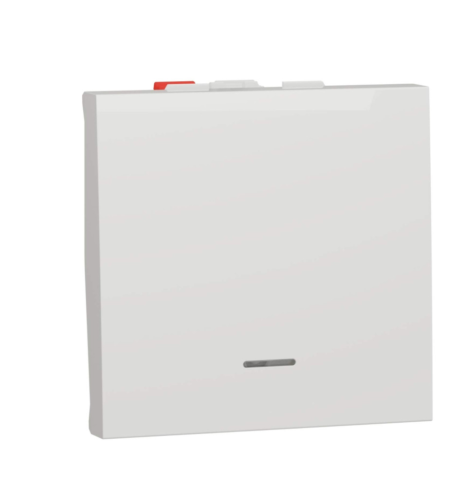 Interrupteur poussoir lumineux blanc 2modules Schneider Interrupteur poussoir lumineux blanc 2modules Schneider